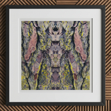 Barking Mad too - Trippy Tree Trunk Art Print, 12x12’’ / 31x31cm / Black Frame / 2’’ Matboard, Framed Abstract Artwork Symmetrical Bark