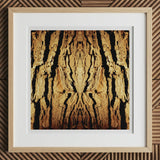 Barking Mad - Trippy Tree Trunk Art Print, 12x12’’ / 31x31cm / Natural Frame / 2’’ Matboard, Framed Abstract Artwork Mirrored Textured