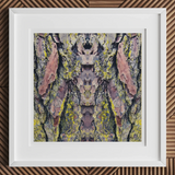 Barking Mad too - Trippy Tree Trunk Art Print, 12x12’’ / 31x31cm / White Frame / 2’’ Matboard, Framed Square Abstract Art Print Mirrored