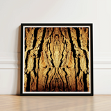 Framed Art Print Symmetrical Golden-brown Tree Bark Pattern Trippy Trunk, Australian, Mesmerizing Abstract