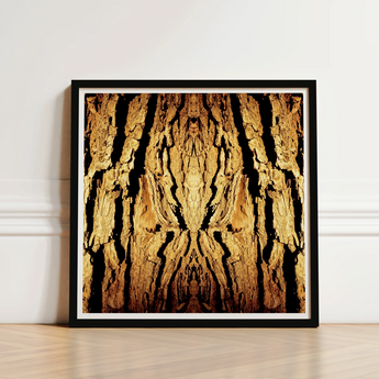 Framed Art Print Symmetrical Golden-brown Tree Bark Pattern Trippy Trunk, Australian, Mesmerizing Abstract