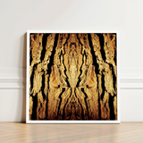 Framed Artwork Symmetrical Abstract Design Tree Bark Rich Trippy Trunk, Australian, Mesmerizing Print