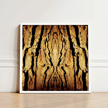 Framed Artwork Symmetrical Abstract Design Tree Bark Rich Trippy Trunk, Australian, Mesmerizing Print