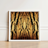 Framed Artwork Symmetrical Abstract Depiction Tree Bark Rich Trippy Trunk, Australian, Mesmerizing Print
