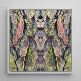 Barking Mad too - Trippy Tree Trunk Art Print / Canvas Square-framed Abstract Artwork Symmetrical Kaleidoscopic Pattern Tree Bark Barking