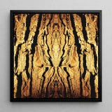Barking Mad - Trippy Tree Trunk Art Print / Canvas Square-framed Artwork Symmetrical Abstract Design Golden-brown Tree Bark Trippy Trunk,
