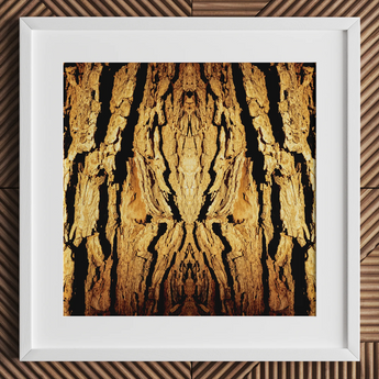 Barking Mad - Trippy Tree Trunk Art Print / Canvas Square White-framed Artwork Symmetrical Abstract Depiction Tree Bark Trippy Trunk,