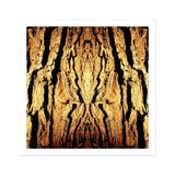 Barking Mad - Trippy Tree Trunk Art Print, Mirrored Pattern Golden Tree Bark Deep Vertical Ridges