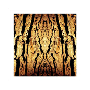 Barking Mad - Trippy Tree Trunk Art Print, Mirrored Pattern Golden Tree Bark Deep Vertical Ridges