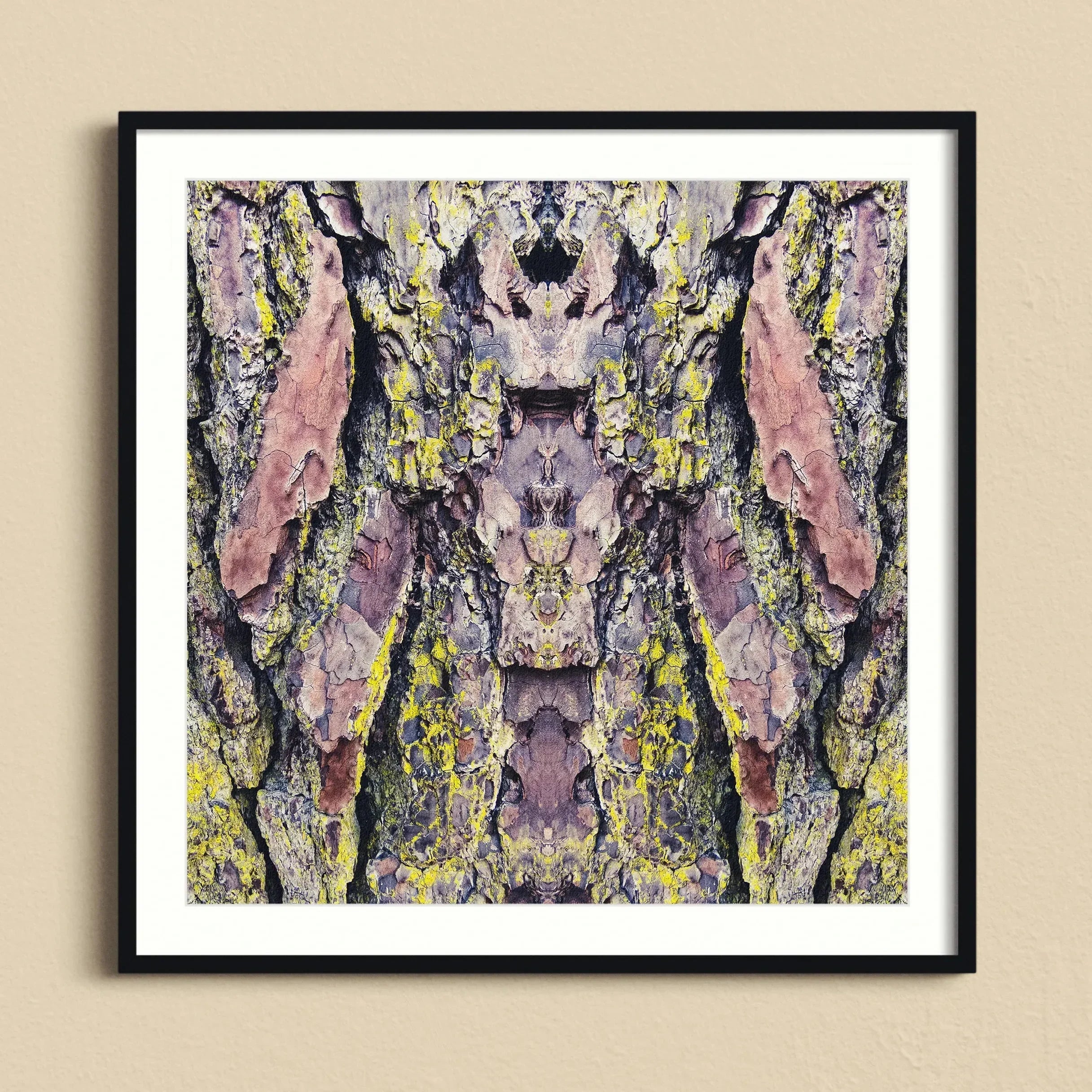 Barking Mad too Trippy Tree Trunk Art Print, Symmetrical Abstract Pattern Created Mirrored Tree Bark Textures