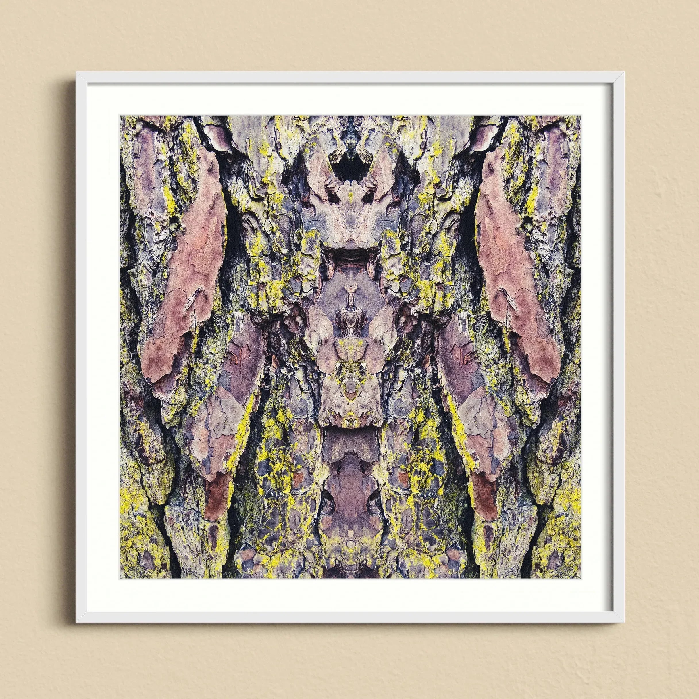 Barking Mad too Trippy Tree Trunk Art Print, Symmetrical Abstract Pattern Created Mirrored Tree Bark Textures