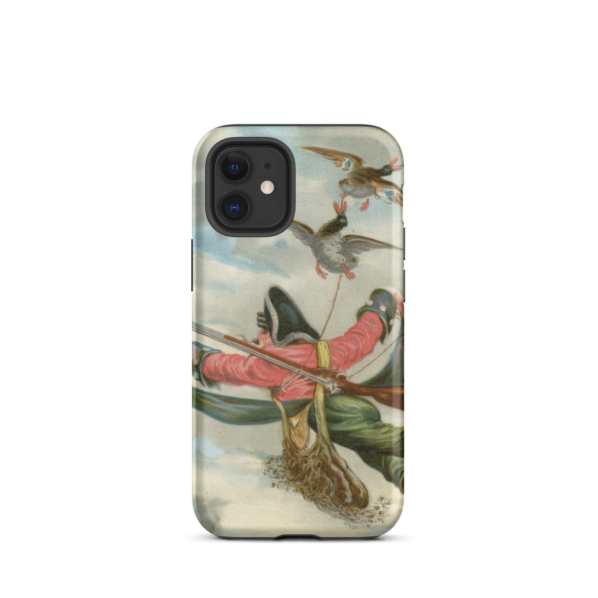 Baron Munchausen - Alphonse Adolphe Bichard Iphone Case, 12 Mini / Matte, Iphone Case Whimsical Illustration Hunter Carried Ducks