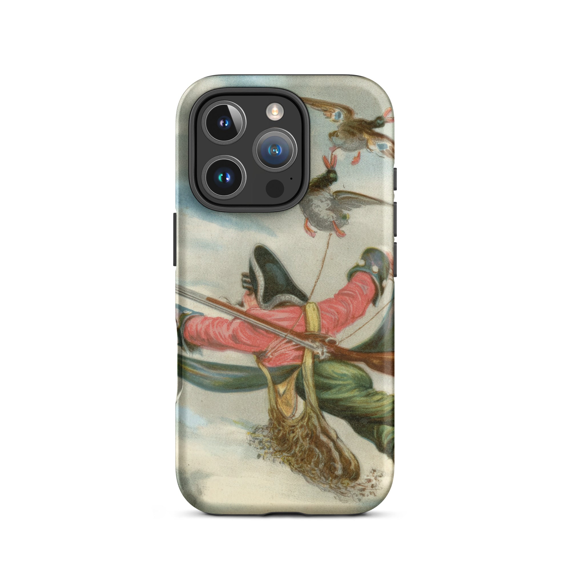 Baron Munchausen - Alphonse Adolphe Bichard Iphone Case, 16 Pro / Matte, Iphone Case Historical Illustration Hunter Ducks