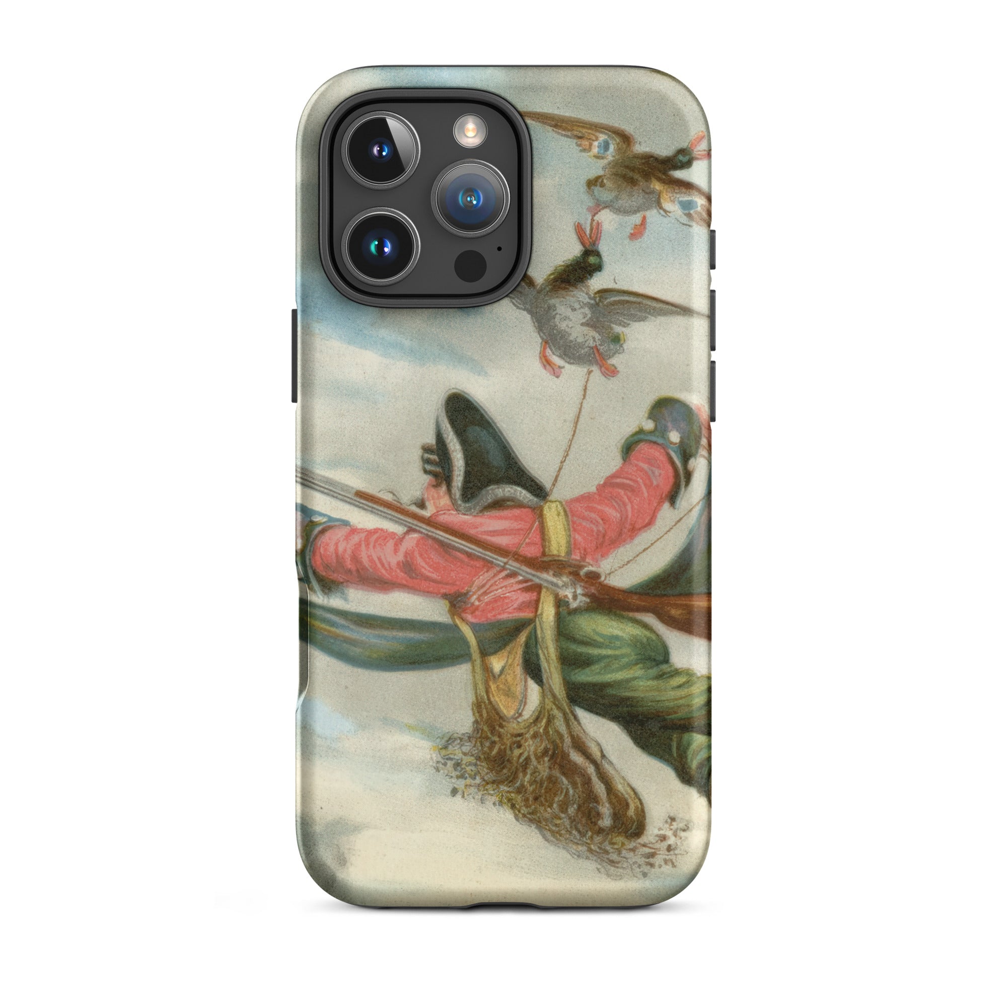 Baron Munchausen - Alphonse Adolphe Bichard Iphone Case, 16 Pro Max / Matte, Iphone Case Vintage-style Illustration Hunter Carried Ducks