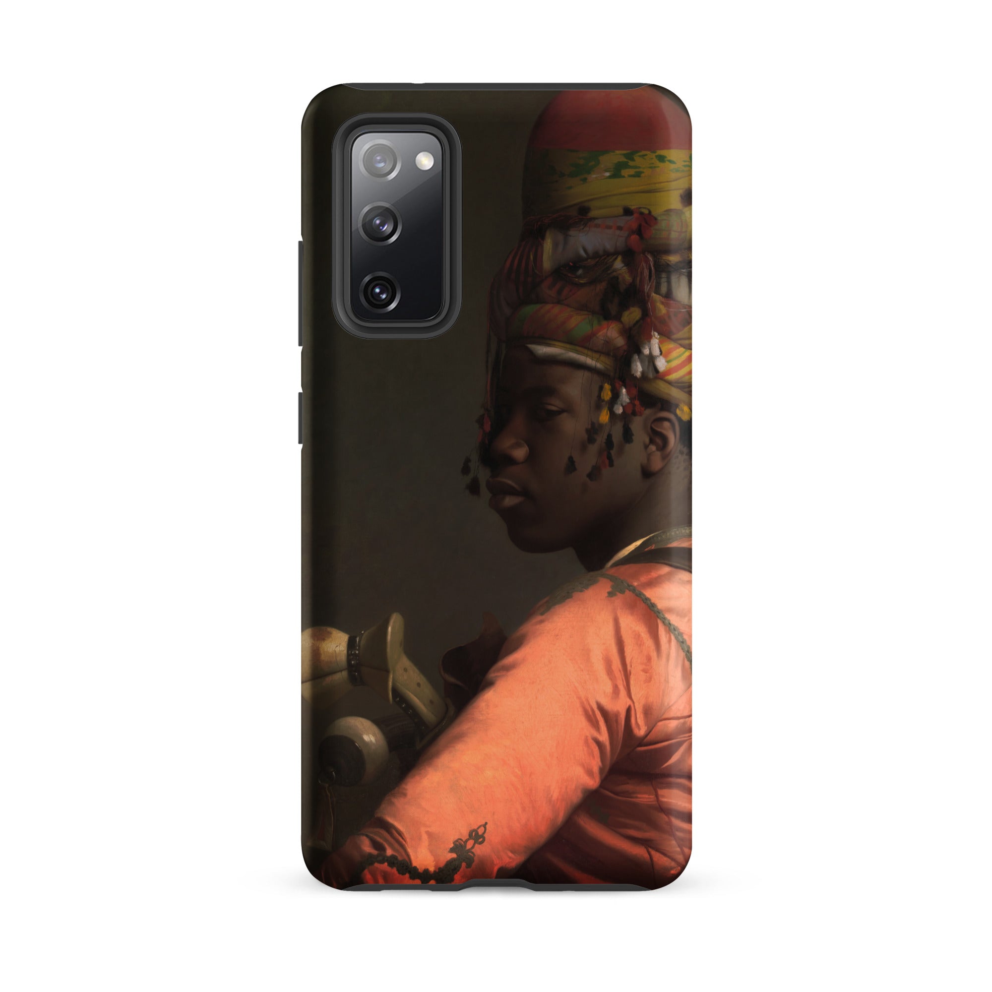 Bashi Bazouk Jean Leon Gerome Samsung Case, Galaxy S20 Fe / Matte, Black Smartphone Case Portrait Person Dark Skin Orange