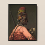 Bashi Besouk - Jean Leon Gerome Art Print / Canvas Framed Portrait Man Ornate Multi-colored Headwear Orange Satin Jean-léon Gérôme’s