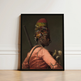 Bashi Besouk - Jean Leon Gerome Art Print / Canvas Framed Portrait Person Ornate Multi-colored Headgear Orange Satin Jean-léon Gérôme’s