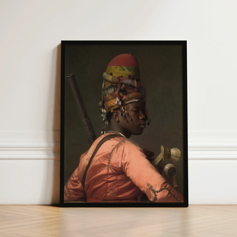 Bashi Besouk - Jean Leon Gerome Art Print / Canvas Framed Portrait Person Ornate Multi-colored Headgear Orange Satin Jean-léon Gérôme’s