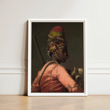 Bashi Besouk - Jean Leon Gerome Art Print / Canvas Framed Portrait Person Ornate Multi-colored Headgear Orange Satin Jean-léon Gérôme’s