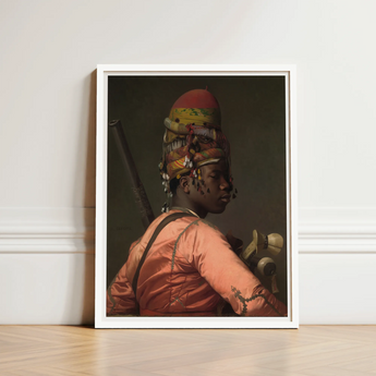 Bashi Besouk - Jean Leon Gerome Art Print / Canvas Framed Portrait Person Ornate Multi-colored Headgear Orange Satin Jean-léon Gérôme’s