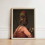 Bashi Besouk - Jean Leon Gerome Art Print / Canvas Framed Portrait Person Ornate Multi-colored Headwear Orange Satin Jean-léon Gérôme’s