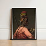 Bashi Besouk - Jean Leon Gerome Art Print / Canvas Framed Portrait Person Ornate Multi-colored Headgear Orange Jean-léon Gérôme’s