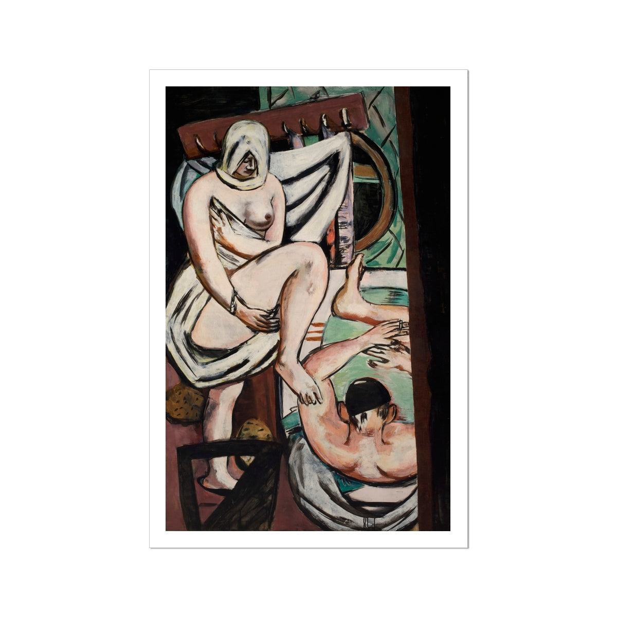 The Bath Max Beckmann Art Print, 24x36’’ / 61x92cm / Unframed, Expressionist Painting Nude Figures