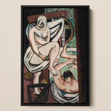 The Bath - Max Beckmann Art Print / Canvas Black-framed Abstract Painting Two Figures Stylized Expressive Composition Max Beckmann Art