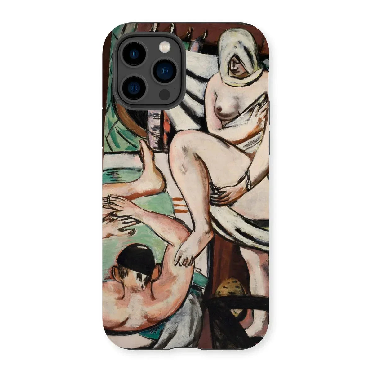 The Bath - Max Beckmann Expressionist Iphone Case, 14 Pro / Matte, Iphone Case Artistic Reproduction Classical Painting Nude Figures