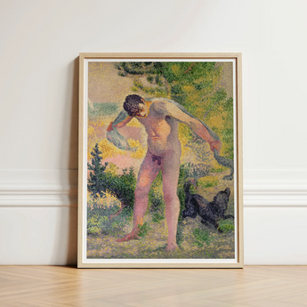 Bather Drying Himself at St Tropez - Henri Edmond Cross Art Print / Canvas Framed Reproduction Pointillist Painting Nude Male Figure