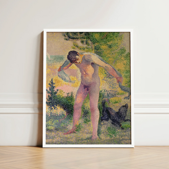 Bather Drying Himself at St Tropez - Henri Edmond Cross Art Print / Canvas Framed Reproduction Pointillist Painting Nude Man Outdoor