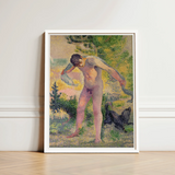 Bather Drying Himself at St Tropez - Henri Edmond Cross Art Print / Canvas Framed Reproduction Pointillist Painting Nude Male Figure