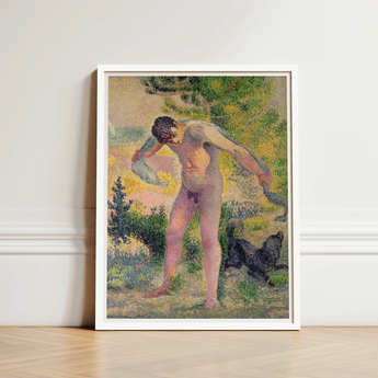 Bather Drying Himself at St Tropez - Henri Edmond Cross Art Print / Canvas Framed Reproduction Pointillist Painting Nude Male Figure