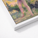 Bather Drying Himself at St Tropez - Henri Edmond Cross Art Print / Canvas Framed Reproduction Pointillist Painting Bare Legs Warm Tones,