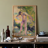 Bather Drying Himself at St Tropez - Henri Edmond Cross Art Print / Canvas Framed Impressionist Painting Nude Man Sunlit Outdoor Scene