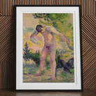 Bather Drying Himself at St Tropez Henri Edmond Cross Art Print, Framed Pointillist Painting Nude Man Dog