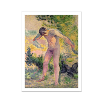 Bather Drying Himself at St Tropez - Henri Edmond Cross Art Print, Pointillist Painting Nude Man Towel