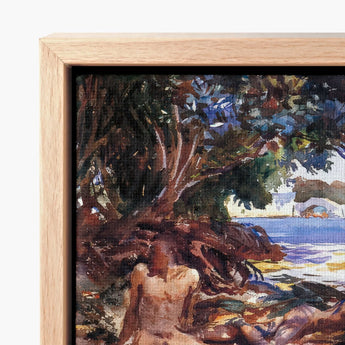 Light Wood-framed Canvas Print Vibrant Impressionist Landscape Painting John Singer Sargent, Sun-drenched Fever Dream, Gay