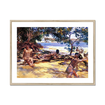 Bathers John Singer Sargent Art Print, Framed Watercolor Painting People Tropical Beach Trees