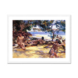 Bathers John Singer Sargent Art Print, Watercolor Painting Figures Tropical Beach Trees