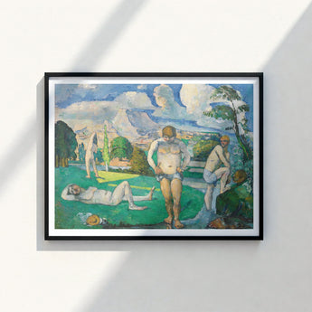 Black-framed Art Print Vibrant Impressionistic Painting Nude Figures Cézanne’s Bathers, Geological Outcrop, Fine