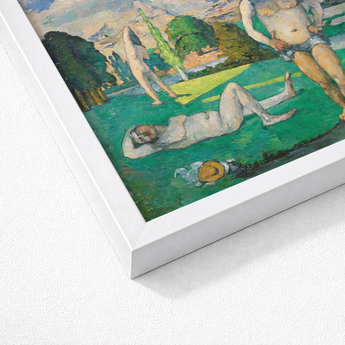 White Framed Art Print Vibrant Impressionist Painting Nude Cézanne’s Bathers, Geological Outcrop, Fine