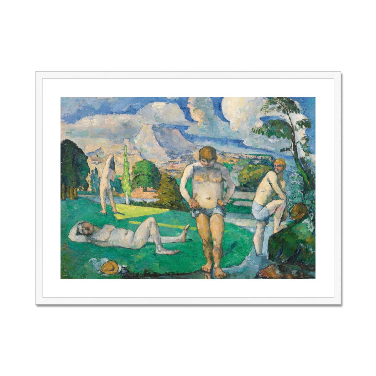 Bathers at Rest - Paul Cézanne Fine Art Print, Framed Painting Nude Bathers Landscape