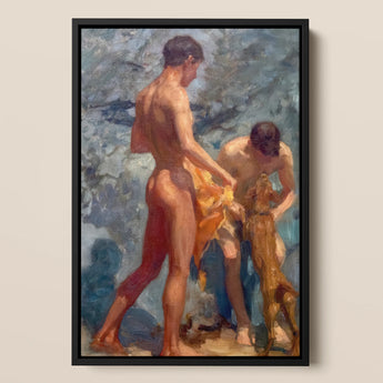A Bathing Group (1912) - Impresión artística de Henry Scott Tuke / Lienzo, 12x18’’ / 31x46cm / Marco negro, Pósters, impresiones y obra visual, Toby Leon