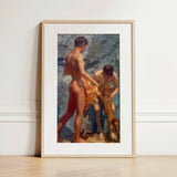 A Bathing Group (1912) - Impresión artística de Henry Scott Tuke / Lienzo, 12x18’’ / 31x46cm / Marco natural / Paspartú, Pósters, impresiones y visual