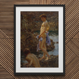 A Bathing Group (1914) - Henry Scott Tuke Art Print / Canvas Black-framed Art Print Classical Painting Two Nude Figures Bathing Group,