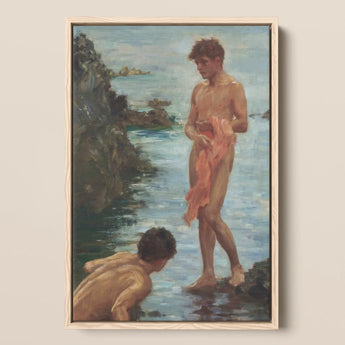 A Bathing Group - Henry Scott Tuke Art Print / Canvas, 12x18’’ / 31x46cm / Natural Frame, Posters Prints & Visual Artwork, Toby Leon