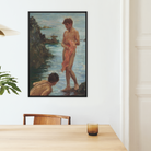 A Bathing Group - Henry Scott Tuke Coastal Framed Canvas, Framed Painting Two Nude Men Sea