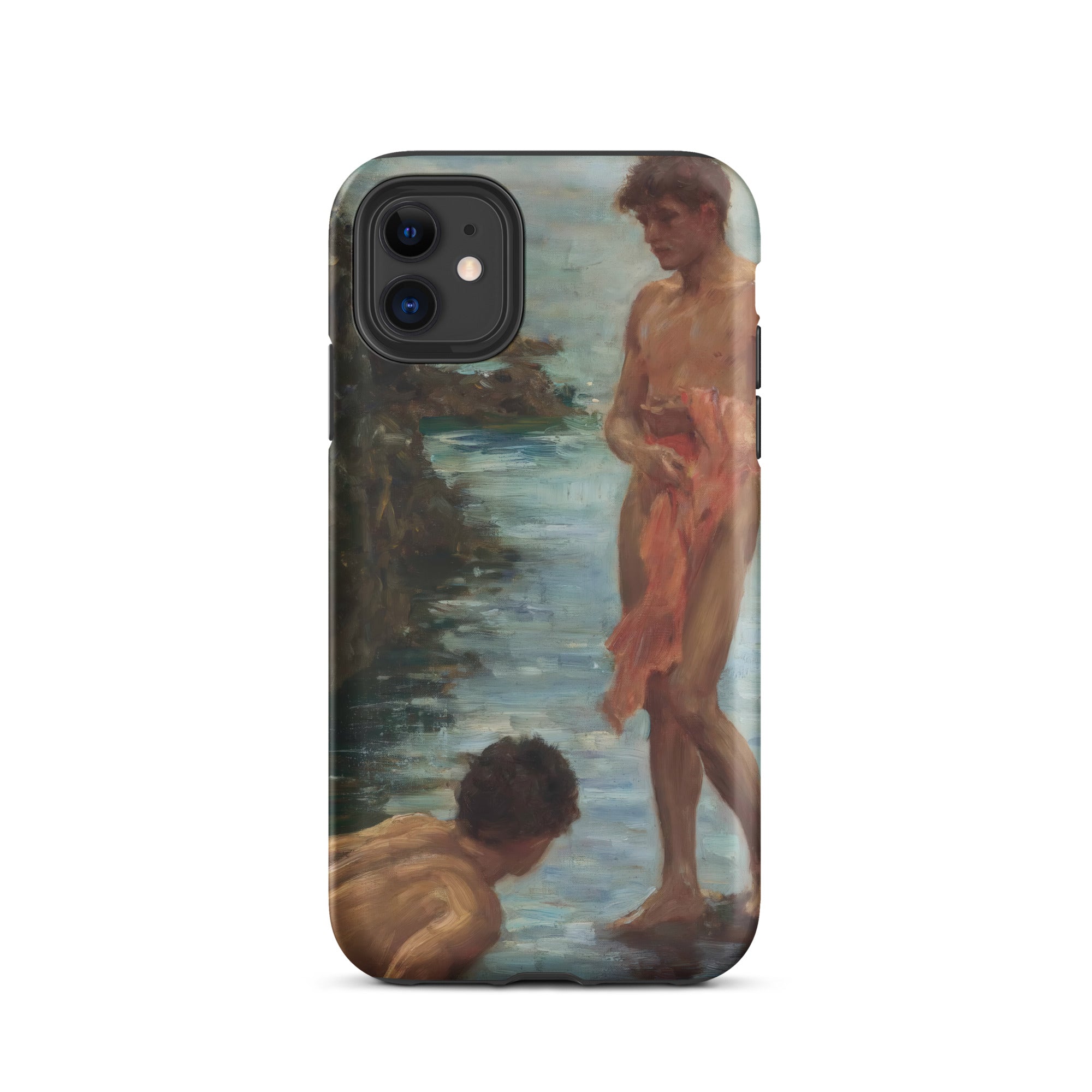 A Bathing Group Henry Scott Tuke Iphone Case, 11 / Matte, Black Iphone Case Painting Two Nude Figures Body