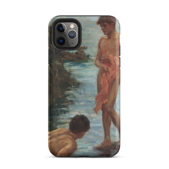 A Bathing Group - Henry Scott Tuke Iphone Case, 11 Pro Max / Matte, Smartphone Painted Art Case Two Figures Body Water